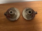 2 Vintage Handmade Studio Pottery Artist Signed Candle Stick Holder w/ Handle — photo 2