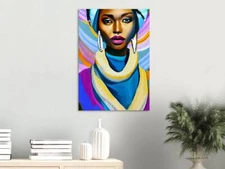 Colorful African Woman Wall Art Canvas Unframed Print Art