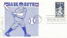 US 2046 FDC Babe Ruth Frank Adams Signed