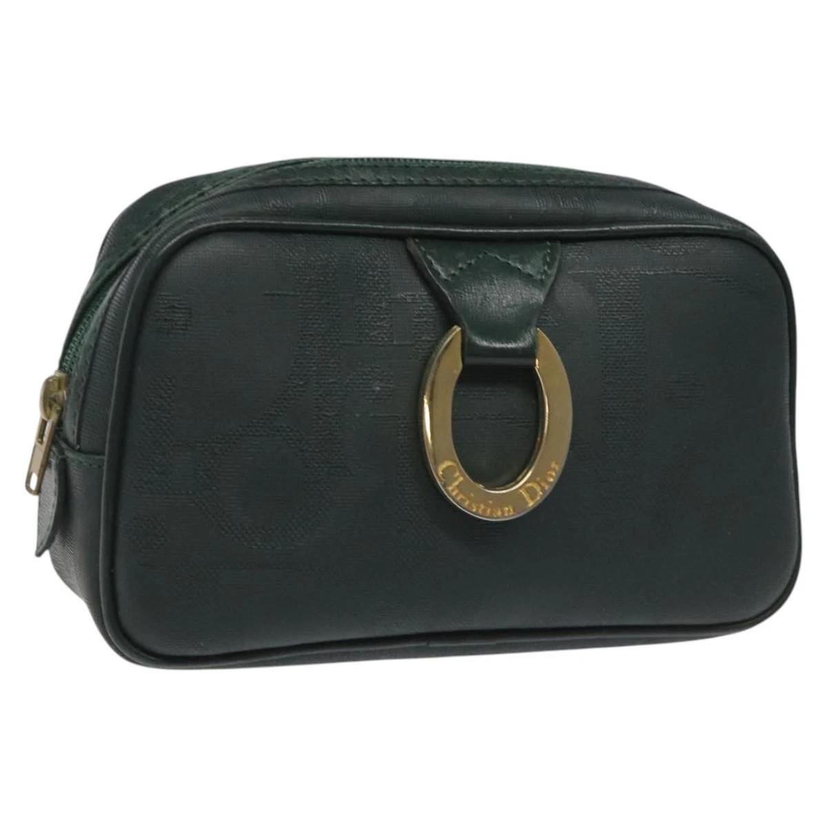 Pochette toile trotteur Christian Dior PVC vert authentique ac3613