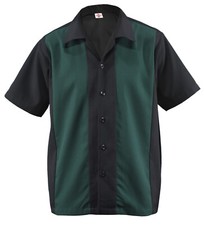 Vintage repro button up black Bowling Shirt Gabardine Sheen Hemd Rockabilly 50's