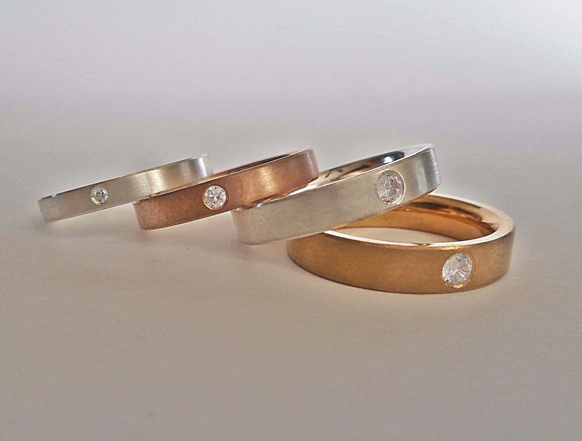 Solid 14K Gold 3mm 4mm Comfort Fit Men Women Wedding