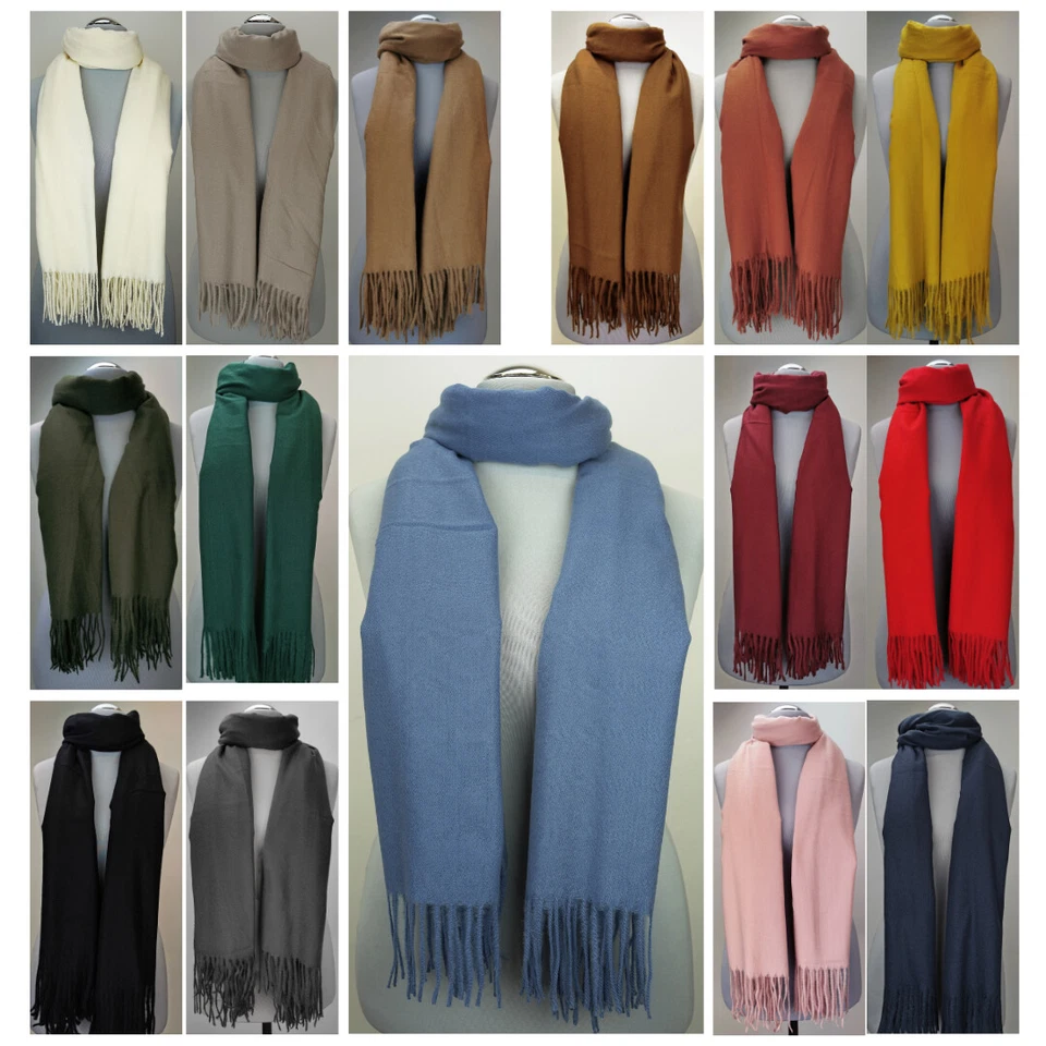 XXL Damen Herren Winter Web Schal Stola Halstuch Strick Kaschmir Fransen 2185 - Bild 2 von 2