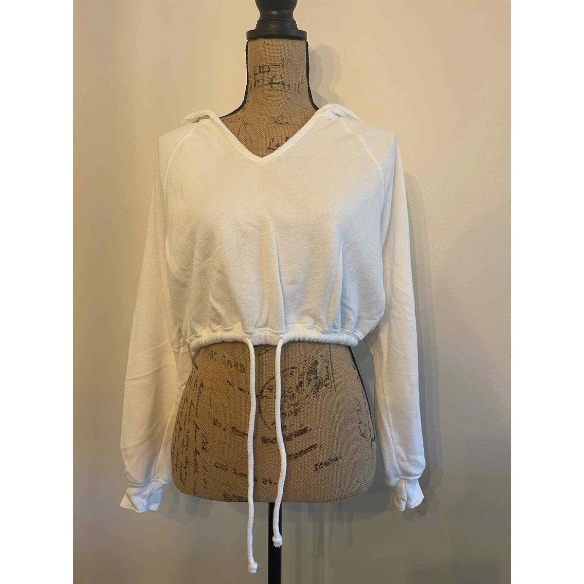 Hollister White Cropped Hoodie Size XS eBay