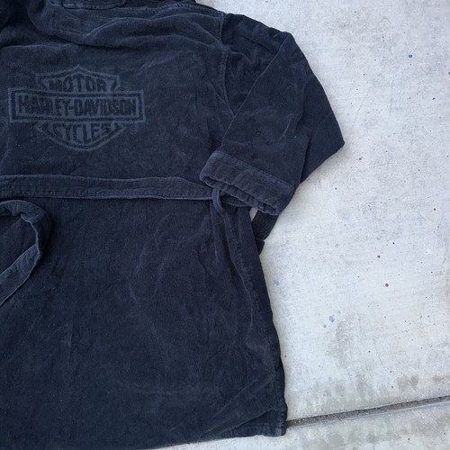 Harley Davidson Black Bath Robe Logo 100% Cotton - One Size - Picture 8 of 9