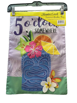 It's 5 O' Clock Somewhere Tiki Meadow Creek Garden Flag 12.5'' X 18'' Double Sided
