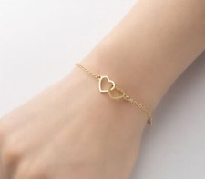 Herz Armband Armkette Doppelherz Ewigkeit Liebe Charm Edelstahl Damen Schmuck