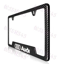 New For AUDI Carbon Fiber Look License Plate Frame Laser Style Logo ABS X1
