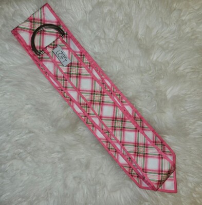 Ann Taylor Loft Pink White Green Plaid Fabric Belt Vintage  display picture 1