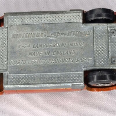 1970 Lesney Speed Kings Matchbox K-24 Lamborghini Miura Orange HTF