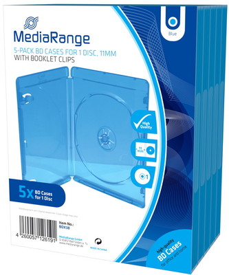 10 Mediarange Blu-ray Hüllen 1er Box 11 mm für je 1 BD / CD / DVD blau