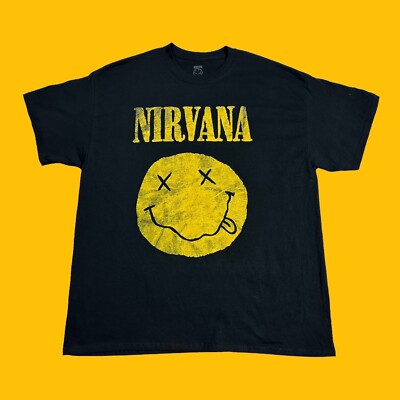 Nirvana グラフィックTシャツ Lサイズ 黒 Rare Nirvana Mens Size XL Licensed Smiley Face 90's Graphic T