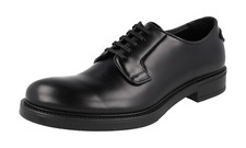 PRADA Leather Derby Dress Shoes Logo Triangle Black - NEW -  US 10.5 EU 43,5