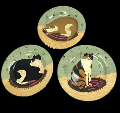 Kitty Cat Plates Sakura Oneida Warren Kimble Cat Collection Salad dessert 3 pc