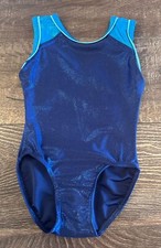 MONDOR dark blue  aqua blue foil leotard child's size 4-6 gymnastics dance 