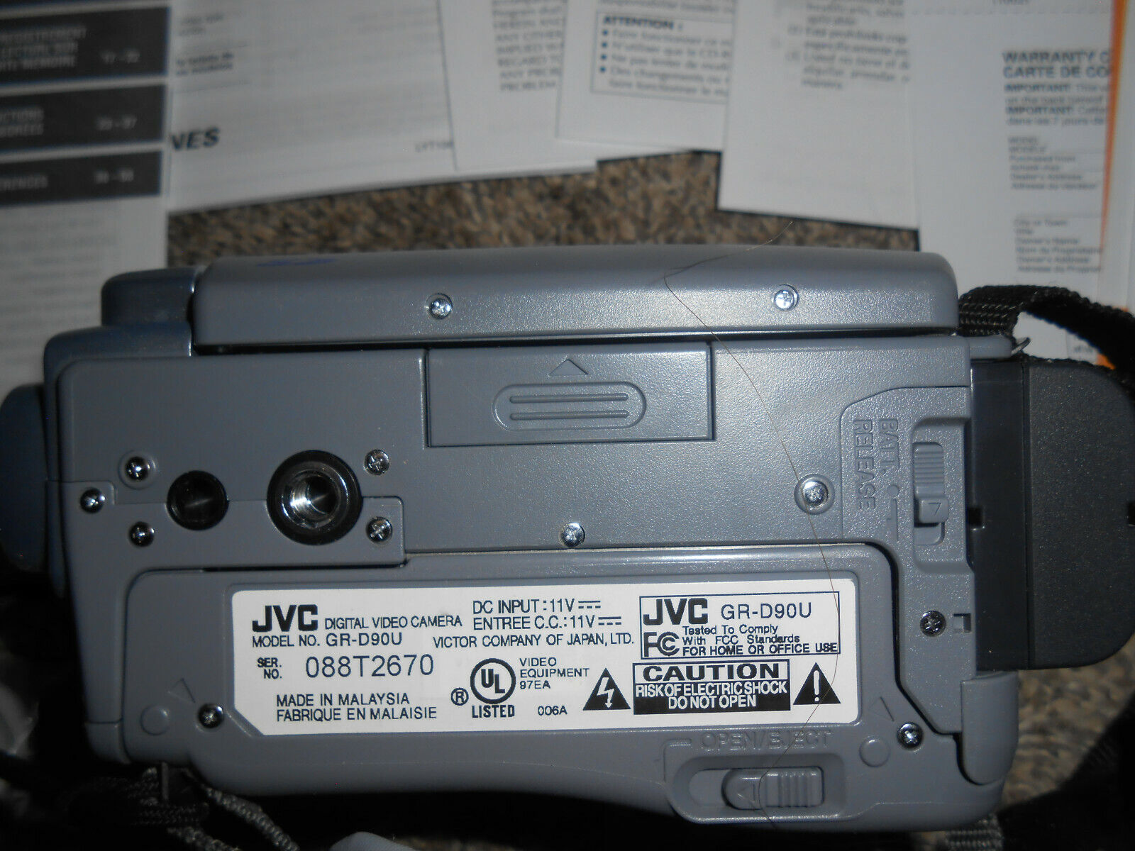 JVC GR-D90U mini DV Digital Video Camera Camcorder - AS-IS, For Parts,  Error E03