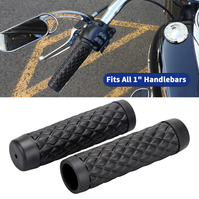 Motorcycle Rubber 1 Inch Handle Bar Hand Grips Torker For Harley Softail Dyna