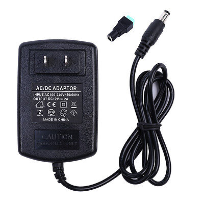 12V 2A AC DC Adapter Charger Power Supply for LED Strip Light US/EU/UK/AU LOT 