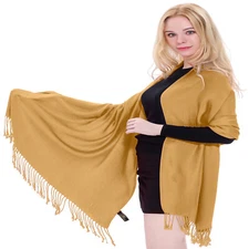 Gold Brown Solid Color Shawl Scarf Wrap Stole Throw Pashmina CJ Apparel **NEW**