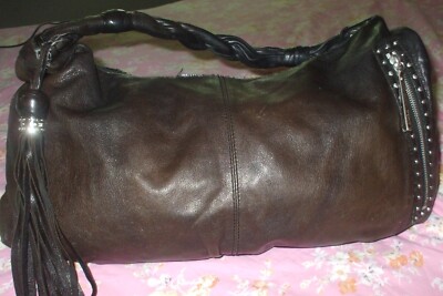 Michele brown supple leather hobo hippie soho w fringe shoulder bag tote bag