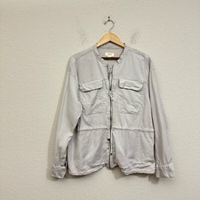 Anthropologie Maeve Linen-blend Full Zip Lightweight Jacket Utility Taupe Sz Xl
