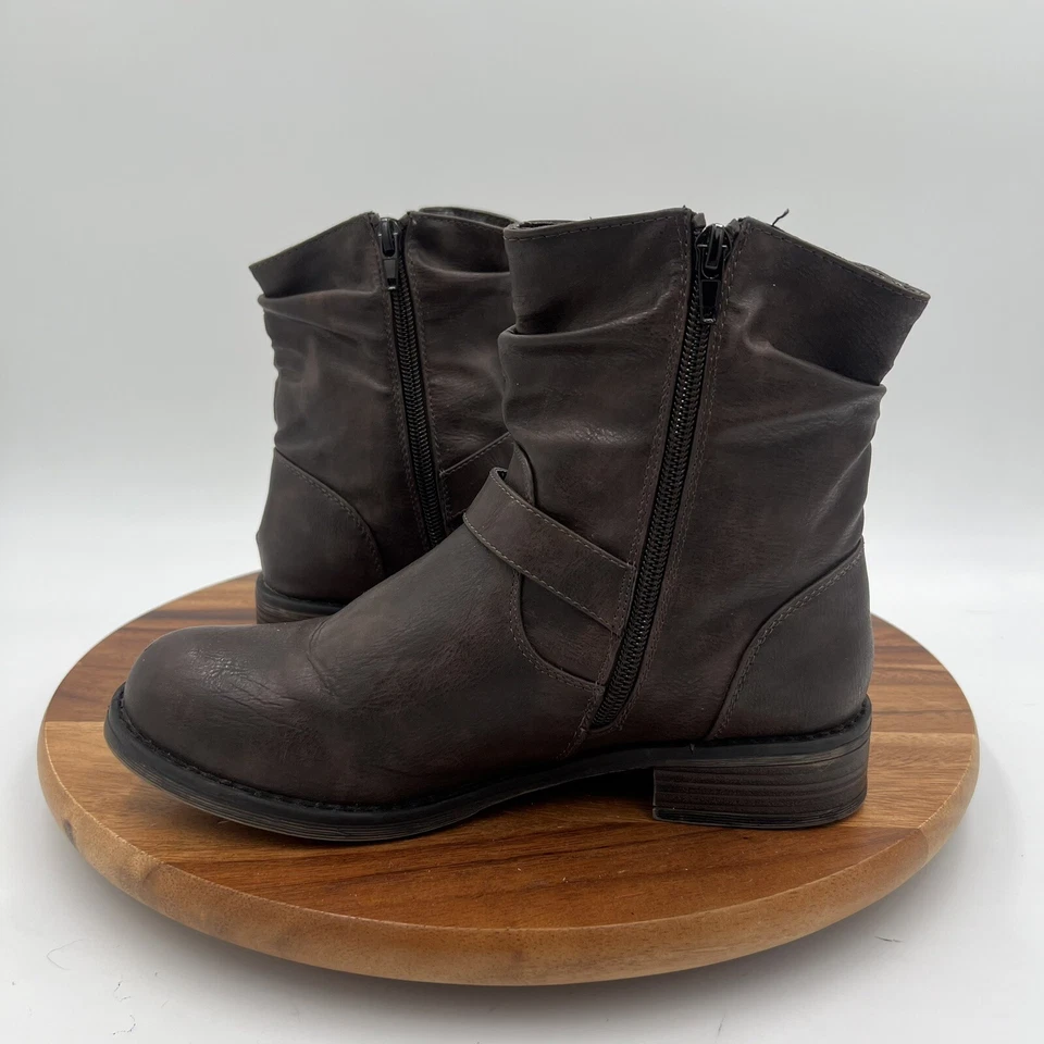 Botas Call It Spring para mujer talla 7,5 marrón imitación cuero/piel marrón doble cremallera  Foto 2 de 4