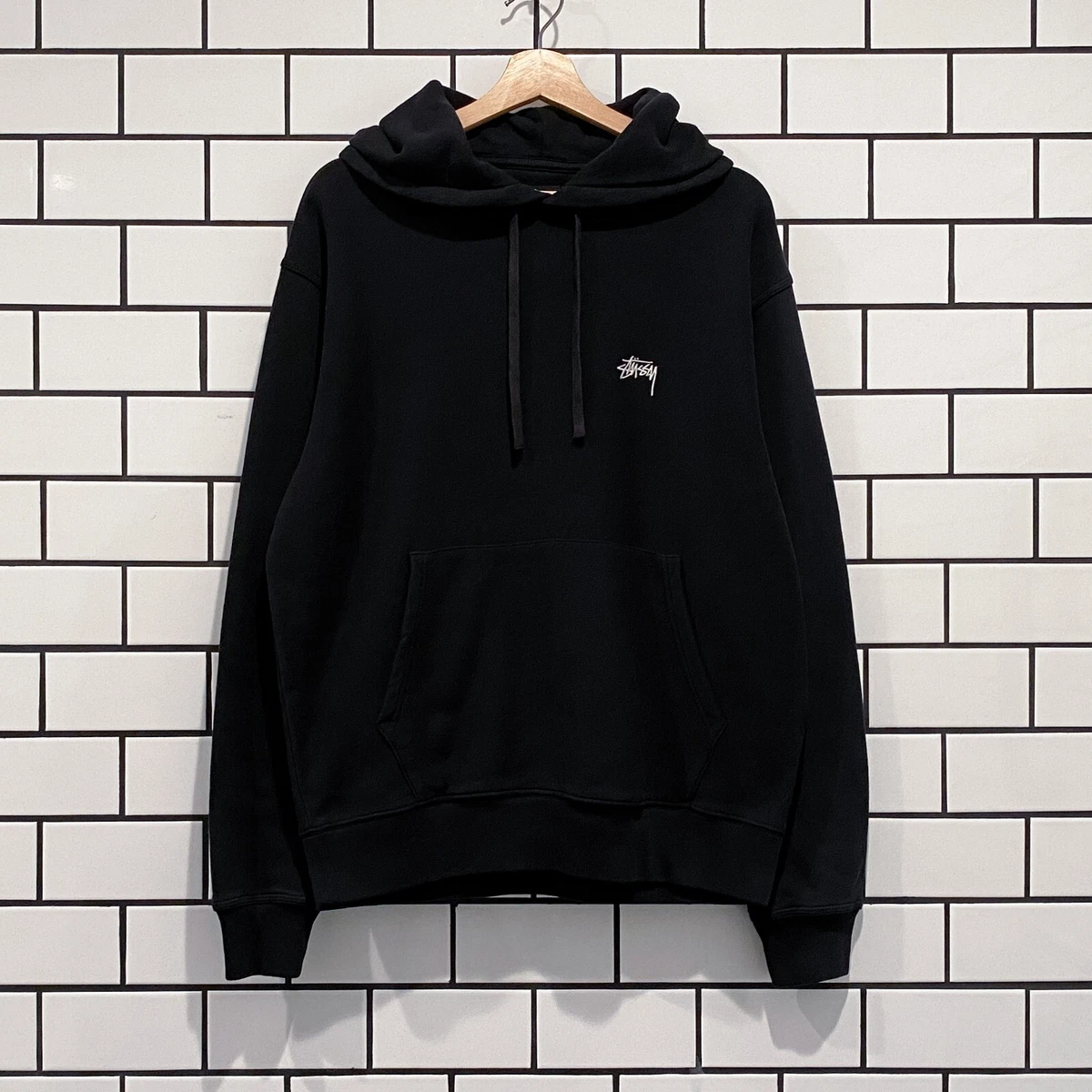 STUSSY STOCK LOGO HOOD BLACK | eBay