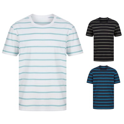 100% Cotton Heavyweight Jersey Shirt Gestreiftes Herren T-Shirt Lockere Passform