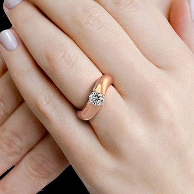 Luxus Diamant Ehering CVD 1 Kt Lab Grown E F VVS IGI Rund 14k Rotgold