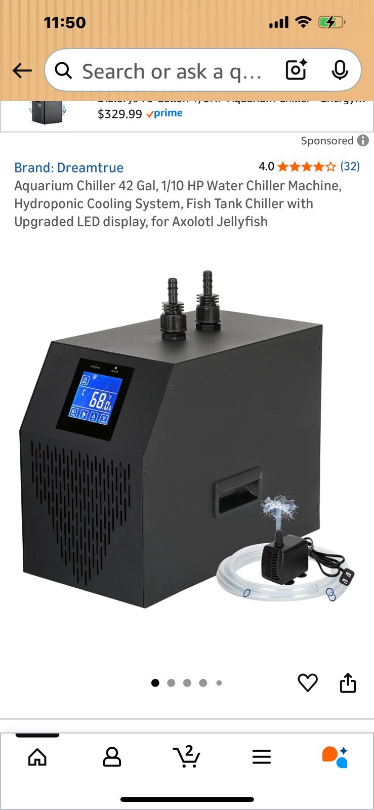 Aquarium Chiller 42gal 1/10hp Quiet Design for Fish Tank