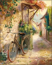 Vintage Bicycle on a Sunny Alley | French Countryside Wall Art | Museum Print