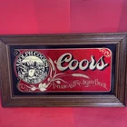 VINTAGE COORS FRAMED GLASS BAR SIGN - AMERICA’S FINE LIGHT BEER 16.5”x28.5”
