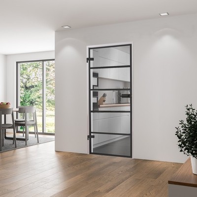 Glastür Loftstyle Loft 834x1972mm Drehtür ESG Zimmertür Innentür klar schwarz