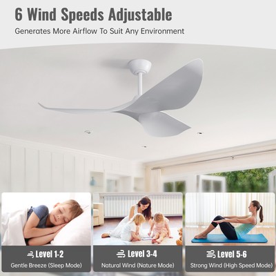 Sofucor 52-inc Unique Ceiling Fans No Lights with Remote Control,6 Speeds,Quiet