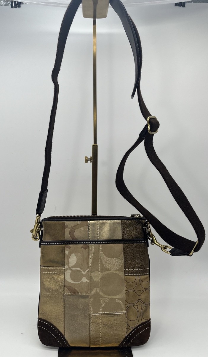 Vintage Coach Shoulder/Crossbody Bag Gold Patchwork Leather All