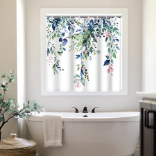 Blue and Green Eucalyptus Shower Window Curtain 40x36 Inch  Waterproof Small Sh