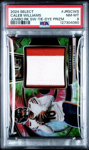 2024 Select CALEB WILLIAMS Rookie Jumbo Tie Dye Prizm Patch /25 Bears RC PSA 8