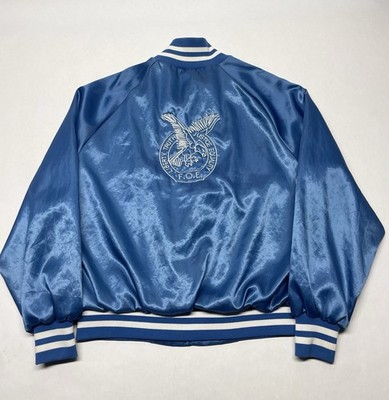 VTG Blue White FOE Bomber Jacket Size L USA 80s 90s Fraternal Order Of Eagles