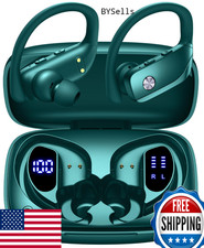 bmanl Bluetooth Earbuds: Over-Ear Hooks, 80H Playtime, LED Display, Dual Mic, Gr