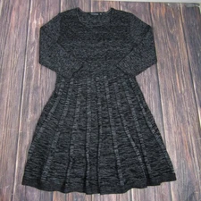 Nina Leonard Dress Womens XL Long Sleeve Fit Flare Pleated Sweater Knit