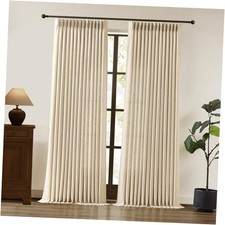 90 Inch Curtains Pinch Pleated Linen Curtain 40"W x 90"L Pack of 2 Sand Beige