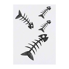 4 x 'Fish Bone' Temporary Tattoos / Transfers TO00010762 