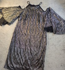 R M Richards Metallic Crinkle-Pleated Dress, Size 16W