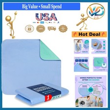 Reusable Waterproof Bed Pads 36x34in for Incontinence Adults  Pets Blue