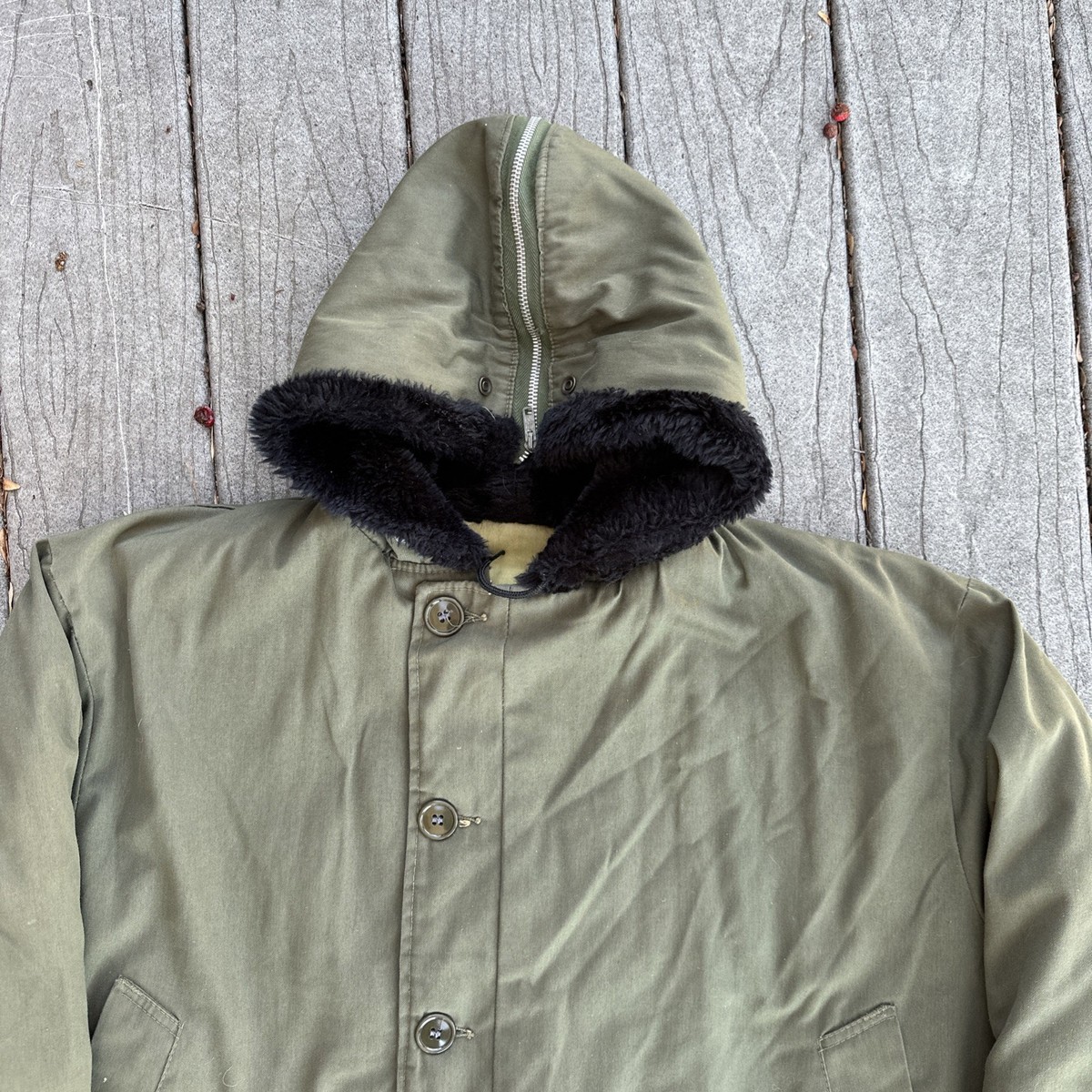 True Vintage 60s 70s Faux Lined Split Hood Winter Coat Flight