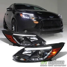 Black 2012 2013 2014 Ford Focus LED DRL Projector Headlights Headlamp Left+Right