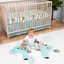 The Peanutshell 4 Piece Nursery Bundle: Crib Sheet Dinosaur Crib, Green