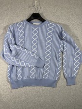 VTG 90s Made In USA Jantzen Mens Baby Blue Pullover Sweater L