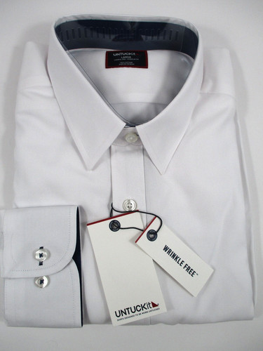-NWT UNTUCKit Las Cases Special White Regular Fit Men's Button Down Shirt Sz L