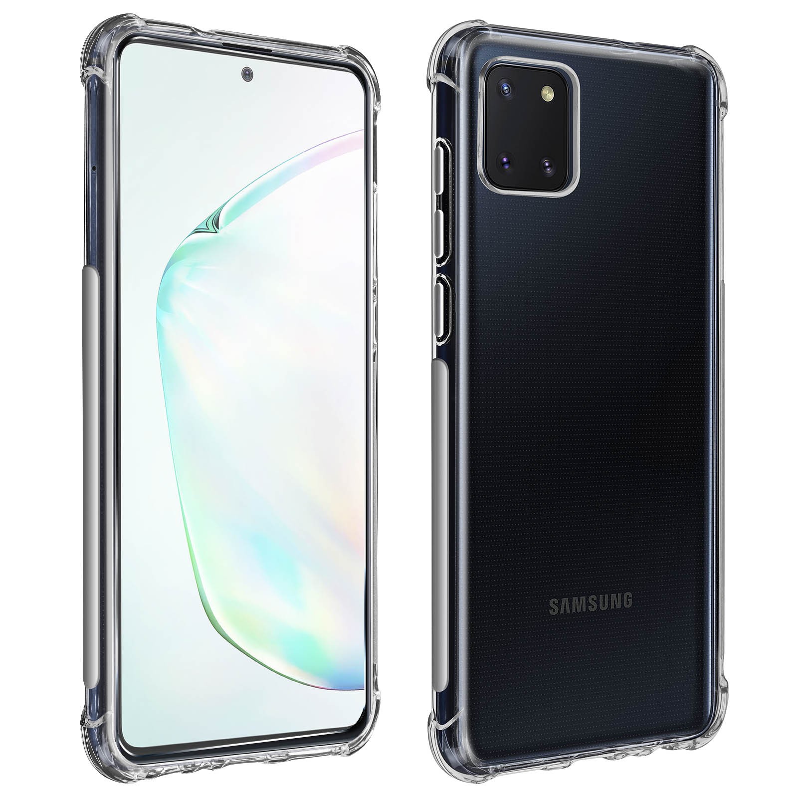 Coque Galaxy Note 10 Lite silicone gel transparente et film écran protection verre trempé 9H